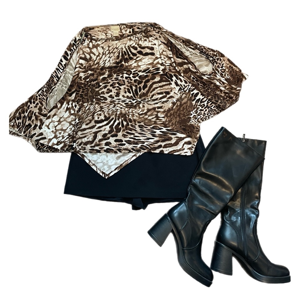chico's bat wing animal print blouse